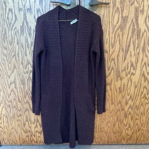 GARAGE SWEATER CARDIGAN MAROON OPEN FRONT LONG SIZE SIZE XS - S